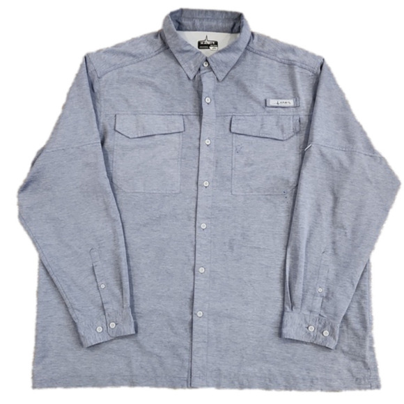 Habit Blue SPF 40+ Button-Up Fishing Guide Shirt - Picture 1 of 12